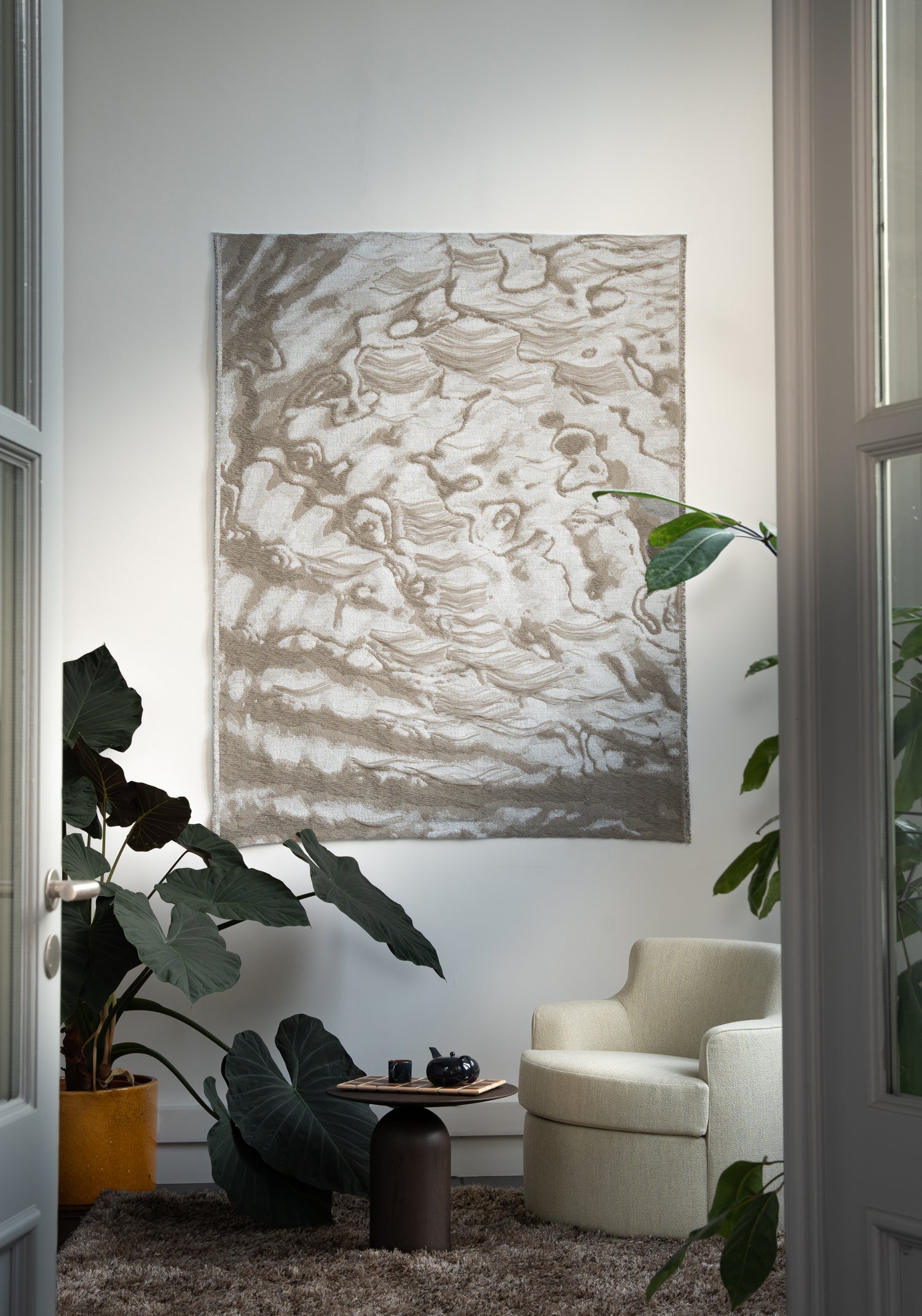 Assise matelassée 38x38x3 cm VEGETALIS 100% coton imprimé ECRU
